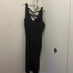 Metaphor Black Midi Dress with Strappy Back